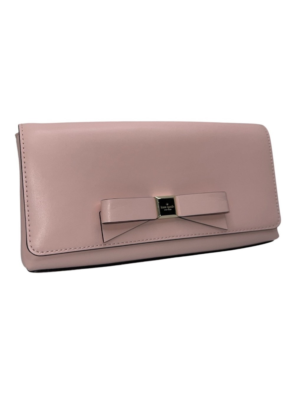 Kate Spade Hancock Park Keira Leather Clutch XL Wallet Bow Handbag Light‎ Pink